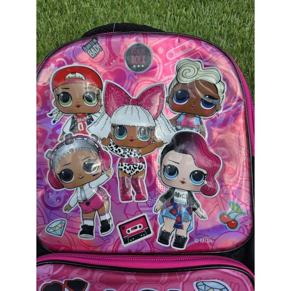 LOL Surprise Backpack Born To 16” Reflective Padded Back Girls Pink/Black NWOT